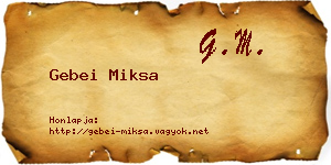 Gebei Miksa névjegykártya